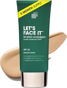 Shakeup Cosmetics Mens Tinted Moisturiser, Vegan Makeup for Men, Natural Coverage for Redness & Blemishes, 24hr Moisturisation with SPF, Easy Application, Medium Shade, 50ml. Aka. LET'S FACE IT