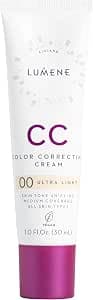 LUMENE CC Cream Color Correcting Cream Foundation with SPF 20 & Medium Coverage For All Skin Types, Vegan 30 ml Ultra Light