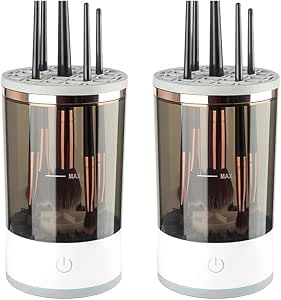 JNJOOD 2Piece Electric Makeup Brush Cleaner Automatic Cosmetic Brush Cleaner Makeup Brush Tools for All Size Beauty Makeup Brushes Set