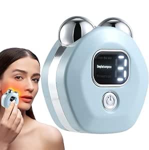 Face Lift Device Microcurrent, Beauty Massager, Face Portable Skin Roller Massage Tool 5.31 x 3.62 x 1.26 inches for Travel, Small Facial Toning Device White, Pink, Blue