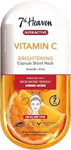7th Heaven Nutriactive Vitamin C Sheet Mask. Brightening Face Mask Set with Amino Acids. Vit C Serum Sheet Face Masks. Vegan Skin Care Set - Genuine 7th Heaven Skincare
