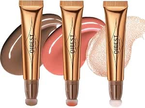 Liquid Contour Beauty Wand, Cream Blush Highlighter Contour With Cushion Applicator Liquid Highlighter Face Bronzer Natural Super Silky Blush Stick Beauty Light Wand (Contour + Blush + Highlighter)