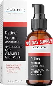 YEOUTH Retinol Serum for Face with Hyaluronic Acid & Vitamin E, Hydrating Retinol for Face, Night Serum Suitable for All Skin Types 60ml