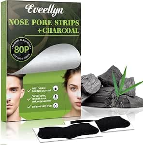 Eveellyn Blackhead Remover Strips, 80 Pcs Charcoal Pore Strips, Removes Blackheads and Unclogs Pores, Suitable for All Skin Types, Deep Cleansing Nose strips for Women and Men