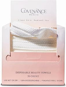 Covenance Beauty Disposable Beauty Towels, Ultra Soft Face Towels, Double Sided Face Towels for Makeup Removal and Gentle Exfoliation
