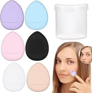 Finger Makeup Blender Sponge, Finger Puff Foundation Set of 6, Tiny Makeup Puff, for Foundation, Concealer, Eye Shadow, Beauty Makeup Tools