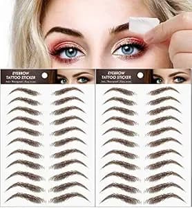 22 Pairs Peel Off 4D Eyebrow Tattoo Sticker Nature False Eyebrows Hair-Like Authentic Eyebrows Long Lasting Waterproof Temporary Tattoo for Eyebrow Grooming Shaping (Brown)