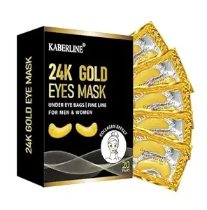 24K Gold Under Eye Mask (20 Pairs) - Under Eye Mask for for Puffy Eyes and Dark Circles. With Hyaluronic Acid & Collagen