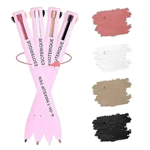 4 in 1 Makeup Pen, Eyeliner, Lip Liner, Brow Pencil, and Highlighter in One Pencil, Easy-To-Apply and Compact for Travel - Cruelty-Free & Vegan, Shade 01