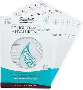Ardaraz Moisturizing Sheet Mask with Hyaluronic Acid and Polyglutamic Acid. Face Masks Beauty for Deep hydration with instant effect. Vegan Face Mask Set 5 pcs