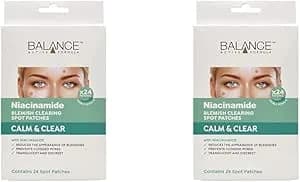 Balance Active Formula Niacinamide Spot Patches - Formulated with Niacinamide and Salicylic Acid. Reduce the Appearance of Blemishes and Redness. Target Breakouts. (Pack of 2)