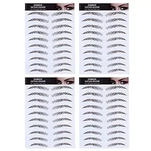 Beaupretty 4pcs 6D Hair Like Authentic Eyebrows Waterproof Eyebrow Semi Permanent Tattoo Stickers Brow Shaper for Women Men Makeup (Pattern 5)