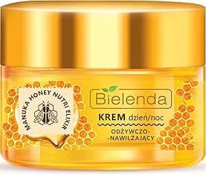 Bielenda Manuka Honey Nutri Elixir - Smooth Radiant Skin - Pores Are Tightened Imperfections Reduced - Manuka Honey Nourishing And Moisturizing Face Cream Day/Night For Dry And Sensitive Skin - 50 ml