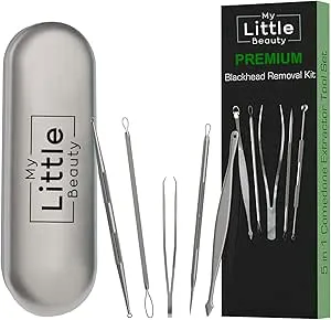 Blackhead Remover Kit - MY LITTLE BEAUTY - Comedone Extractor Tool Set - Remove Blackheads, Comedones and Whiteheads