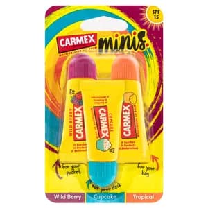 Carmex Mini Fun Lip Balm Tubes SPF15 15g 3 Pack