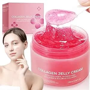 Collagen Jelly Cream- Freeze-Dried Hydrolyzed Collagen - Elasticity & Hydration, Reduce Fine Lines & Dullness -No artificial color- Day and Night,Best Facial Moisturizer For All Skin Types(3.38 fl.oz)