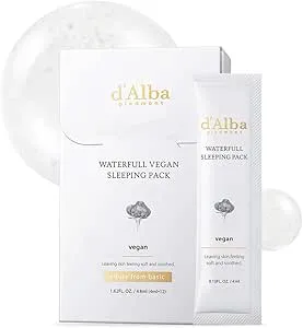 d'Alba Italian White Truffle Waterfull Vegan Sleeping Pack, non wash-off overnight serum mask for dry and sensitive skin, Korean skincare (4ml*12ea)