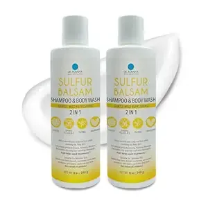 Dr. Robaina Sulfur Balsam Shampoo & Body Wash – Gentle 2-in-1 Cleanser for Seborrheic Dermatitis and Psoriasis Relief – Moisturizes Dry, Itchy Scalp and Skin – Made in the USA