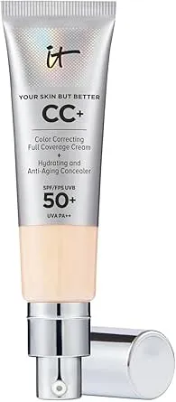 IT Cosmetics Your Skin But Better CC+ Cream 32ml with SPF 50 Protection , Shade: Fair Light, Full-Coverage Foundation and Concealer + 3ml of Confidence In A Cream Anti-Ageing Moisturiser
