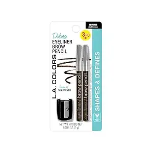 L.A. COLORS Eyeliner/Brow Pencils w/Sharpener (carded), Dark Brown CBPN223A