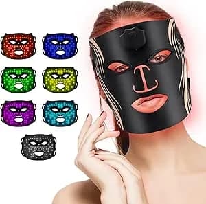 LED Face Mask, Cordless Beauty Red Light Therapy Mask, 7 Colors Rechargeable Light Facial Mask With 180Pcs Beads for Glowing Skin, Anti-Anging, Rejuvenation, Firming, Professional Home Skincare