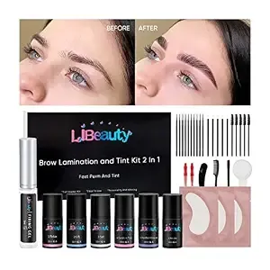 Libeauty 2 in 1 Brow Lift and Brown Hair Color Kit, Suit Quick Lifting & Voluminous T-i-n-ting with Complete Tools for Salon Grade Home DIY
