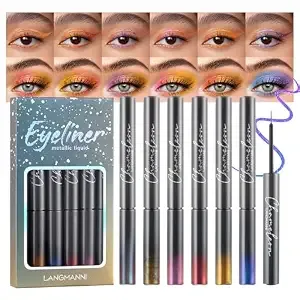 Liquid Eyeliner,Waterproof Eyeliner,6 Colors Chameleon Glitter Eyeliner Liquid Liner Set,Metallic Shades Multichrome Eyeliner Pen,24H Long-Lasting Anti-Smudge Eye Makeup Gifts for Girl