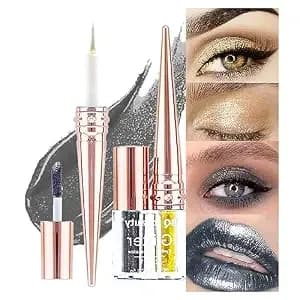 Liquid Sparkling Glitter Eye Shadow Stick: Crystal Silver Golden Eyeshadow, Eyeliner, Eyelid, Liquid Highlight Shimmer Makeup for Eyes,Waterproof Quick-Drying,#05
