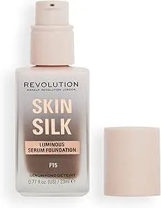 Makeup Revolution, Skin Silk Serum Foundation, Light to Medium Coverage, Contains Hyaluronic Acid, F15, 23ml