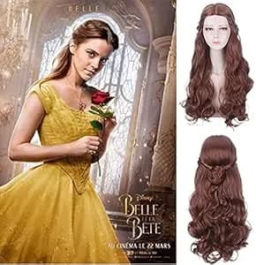 Movie Beauty And The Beast Princess Belle Cosplay Wig Women Long Wavy Synthetic Hair Halloween Party Princess Cinderella Wigs Belle Belle Wig 703