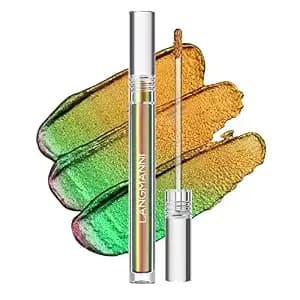 Multichrome Eyeshadow, Intense Color Shifting, Waterproof&Long-Lasting with No Creasing Green Purple Glod Duochrome Eyeshadow, Cruelty Free High Pigment Metallic Shimmer Eyeshadow, Chameleon Glitter Liquid Eyeshadow (golden)