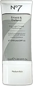 No7 Shield & Defend City Light Tinted Moisturiser - Medium Rich with 5* UVA + SPF 15 50ml