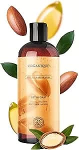 Organique Beauty Natural Cleansing & Relaxing Argan Bath Foam | Bubble Bath for Women & Men, Gentle Foam, Muscle Soak | Vitamin E, Ginkgo Biloba, Ginseng Extract, Regeneration and Hydration (400 ml)