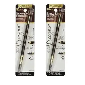 Pack of 2 L'Oreal Paris Brow Stylist Designer Eyebrow Pencil, Dark Brunette # 3152