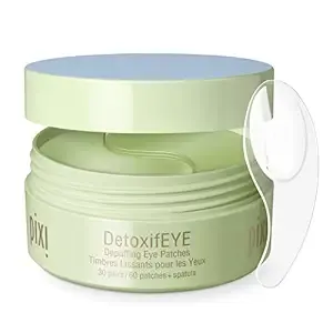 Pixi DetoxifEYE Depuffing Hydrogel Under-Eye Patches, Cucumber, Gold & Caffeine For Puffy Eyes and Dark Circles, Hydrate Eye Area, 30 pairs, 60 Patches