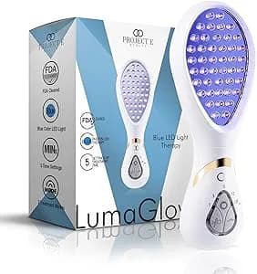 Project E Beauty LumaGlow LED Light Therapy | Red & Blue Light Treatment Skin Rejuvenation Anti Aging Anti Acne Spot Scars Wrinkles Removal Skin Care Spa Home Facial Device (Blue Light)