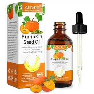 Pumpkin Seed Oil 2Fl Oz, Pure Cold Pressed Pumpkin Seed Oil for Dry Damaged Hair Growth, Moisturizing Scalp, Nourishment for All Hair Types
