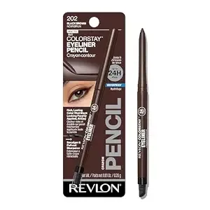 Revlon ColorStay Pencil Waterproof Eyeliner, Smudge-Proof, Eye Makeup with Built-In Sharpener, 202 Black Brown, 0.01 oz