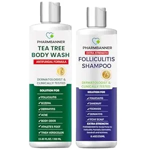 Scalp & Skin Care Bundle: Folliculitis Shampoo & Tea Tree Body Wash for Folliculitis, Dermatitis, Acne, and Body Odor Relief