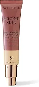 Second Skin Matte Liquid Face Foundation from Sculpted by Aimee - 32ml Buildable, Medium Coverage Foundation with Matte Finish, Hyaluronic Acid, Collagen Boosting Formula, SPF 50, (Fair Golden 2.75)