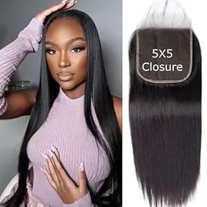 Selina Hair Straight 5x5 Lace Closure Human Hair Unprocessed Brazilian Virgin Hair Free Part Closure Natural Black Color 8 Inch