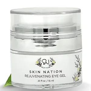 Skin Nation Rejuvenating Eye Gel, Super Hydrating with Peptides, Hyaluronic Acid and Green Tea, Lightweight Plant Based Under Eye Cream for Puffiness, Dark Circles and Smooth Skin, 0.5 oz
