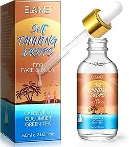 Tanning Drops 60ml, Add Tanning Drops to Skin Care for Custom Face Tan, Natural Ingredients & Vegan, Naturally Boost Melanin