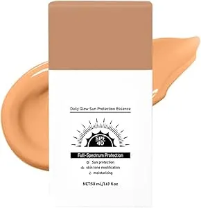Tinted Sunscreen for Face SPF40 | Korean Moisturising Fluid with Hyaluronic Acid | Vegan, Reef-Safe & Broad Spectrum UVA/UVB Protection | All Skin Tones, 50ml Daily Skincare (02)