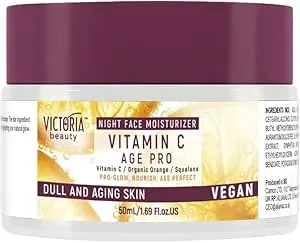Victoria Beauty Age Pro Night Face Moisturiser with Vitamin C, Squalane, Orange, and Pineapple, 50ml