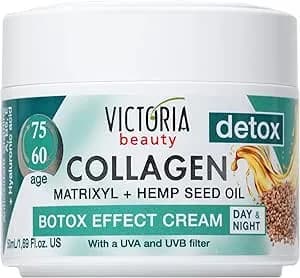 Victoria Beauty Anti Wrinkle Face Cream (Age 60-75) - Day and Night Face Moisturiser with Collagen, Hyaluronic Acid, Matrixyl, Hemp Seed Oil - UVA/UVB Filter, 50ml