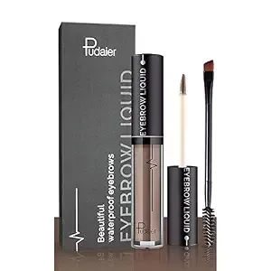 Waterproof Eyebrow Gel - Ash Brown Tinted Mascara Makeup for Natural-Looking Brows, Long-Lasting Smudge-Proof Formula with Brow Shaper and Mascara Primer Brush Wand Kit